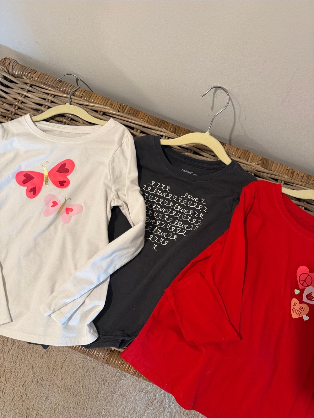 Carter's Long-Sleeve Tee Trio - White, Charcoal, Red